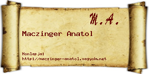 Maczinger Anatol névjegykártya